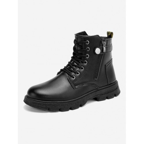 Side Zip Lace Up Combat Boots