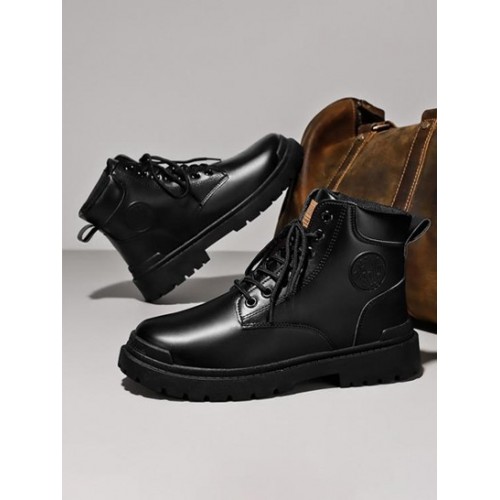 Letter Lace Up Combat Boots