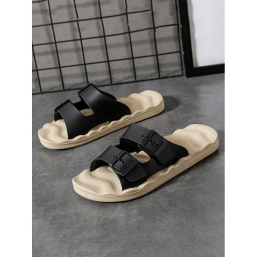 Buckle Design Massage Bottom Slippers