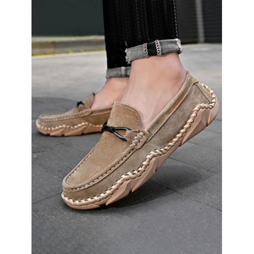 Solid Color Topstitching Design Loafers