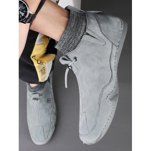 Pigskin Leather Drawstring Knitted Sock Ankle Boots