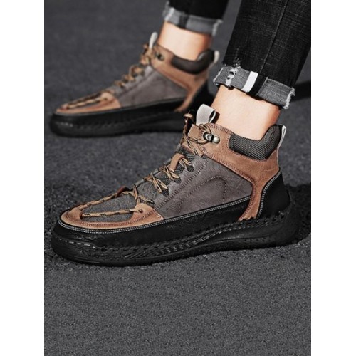 Topstitching Lace Up Vintage Boots