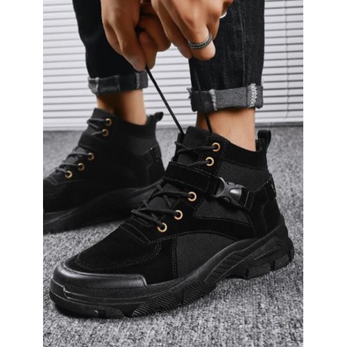 Buckle Detail Lace Up Combat Boots