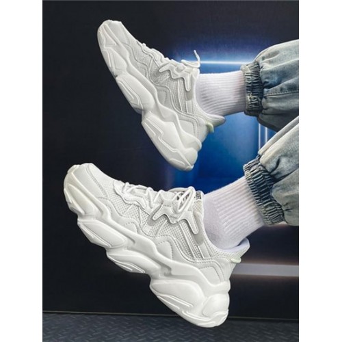 Mesh Panel Lace Up Chunky Sneakers