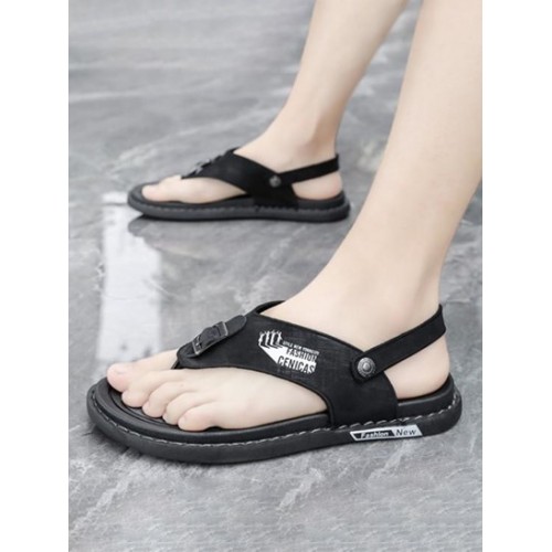 Letter Printed Buckle Design Flip Flops