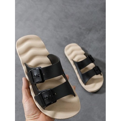 Buckle Design Massage Bottom Slippers