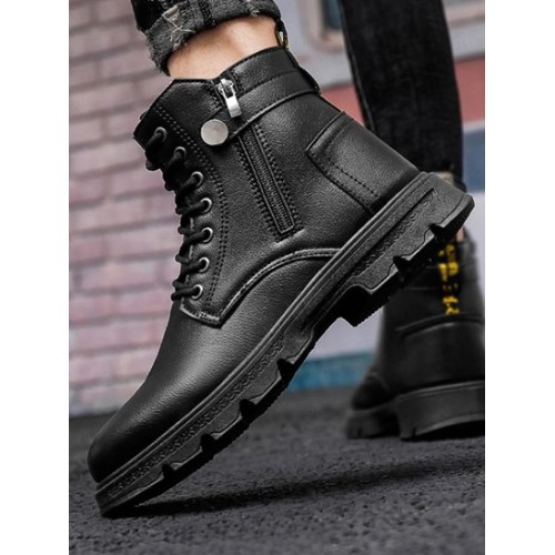 Side Zip Lace Up Combat Boots