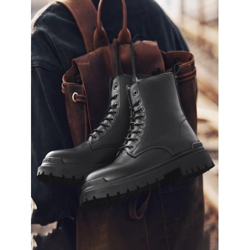 Lace Up Zipper Side Combat Boots