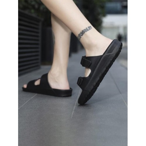 Buckle Design Solid Color Slippers