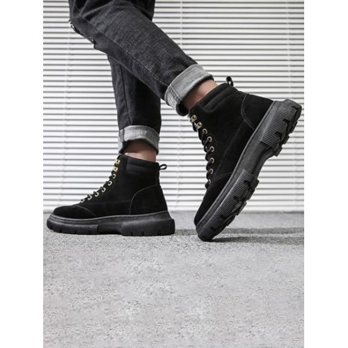 Letter Patched Lace Up Sneakers Boots