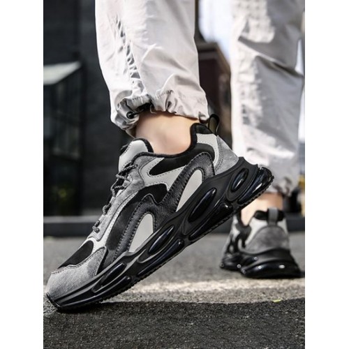 Colorblock PU Spliced Chunky Sneakers