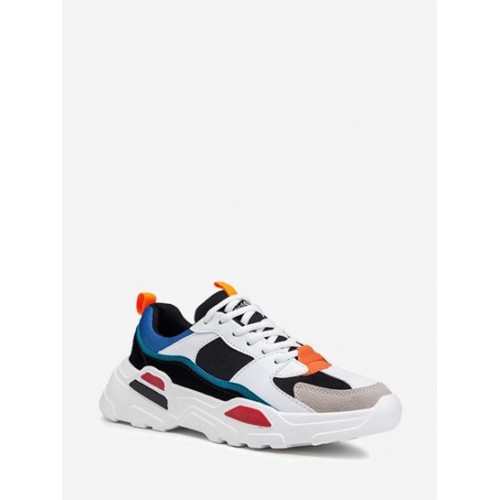 Colorblock Lace-up Front Chunky Sneakers